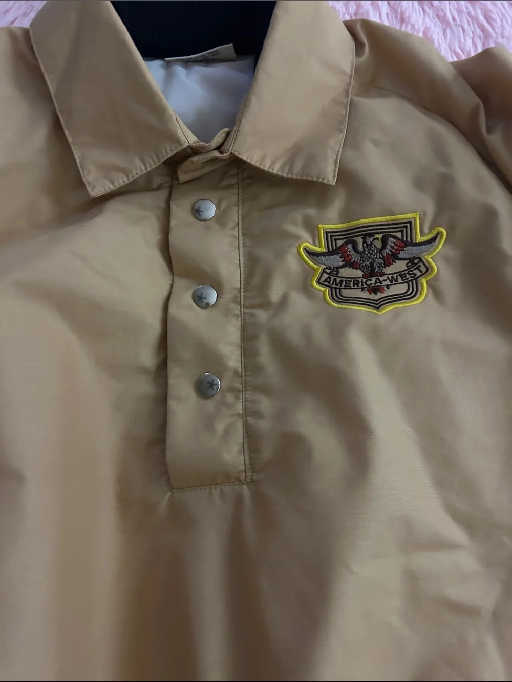 American West Yellow Pullover Bomber Jacket with Striped Ribbing - Picture 2 of 5
